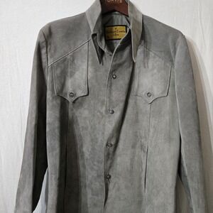 Vintage A Robert Lewis Idea Lght Blue Gray Suede Leather Jacket Sz 42 Lined Coat